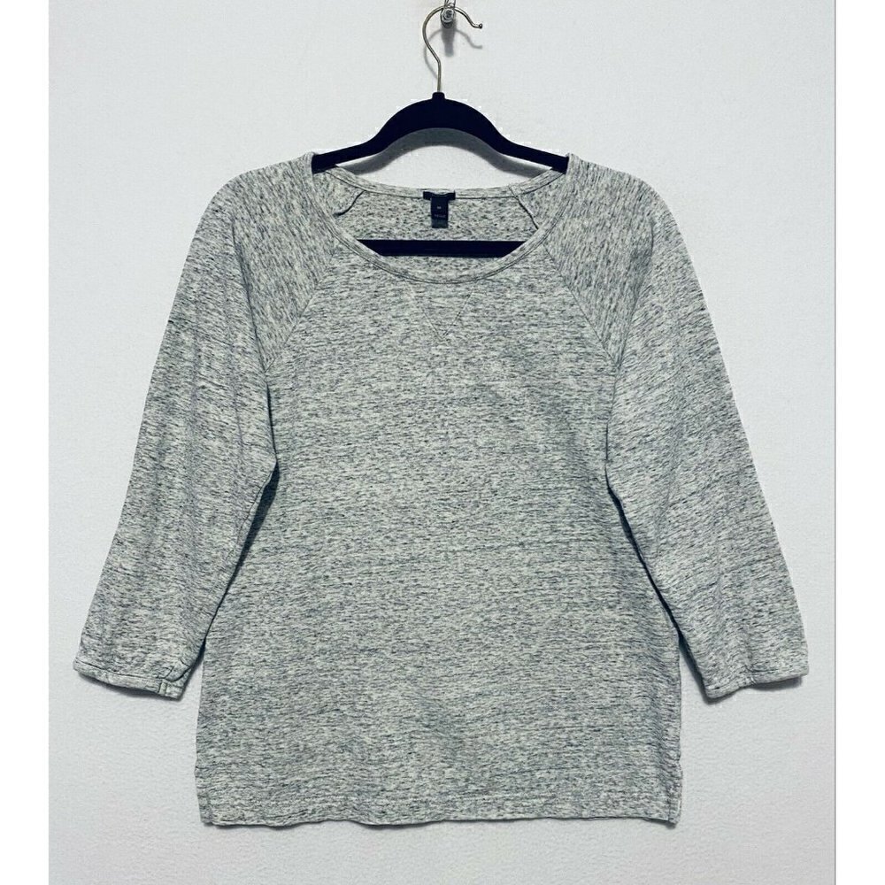 J Crew Womens Featherweight French Terry Sweatshirt Gray 3/4 Sleeve Medium